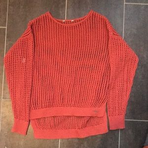 Knitted orange rust shirt round neck big holes :)
